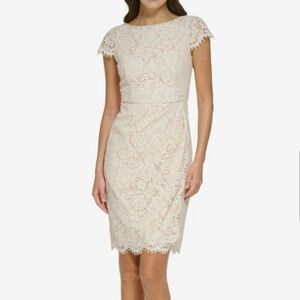 Vince Camuto Scalloped-Hem V-Back Lace Dress - Size 8